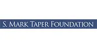 A blue and white logo of the bank taper foundation.